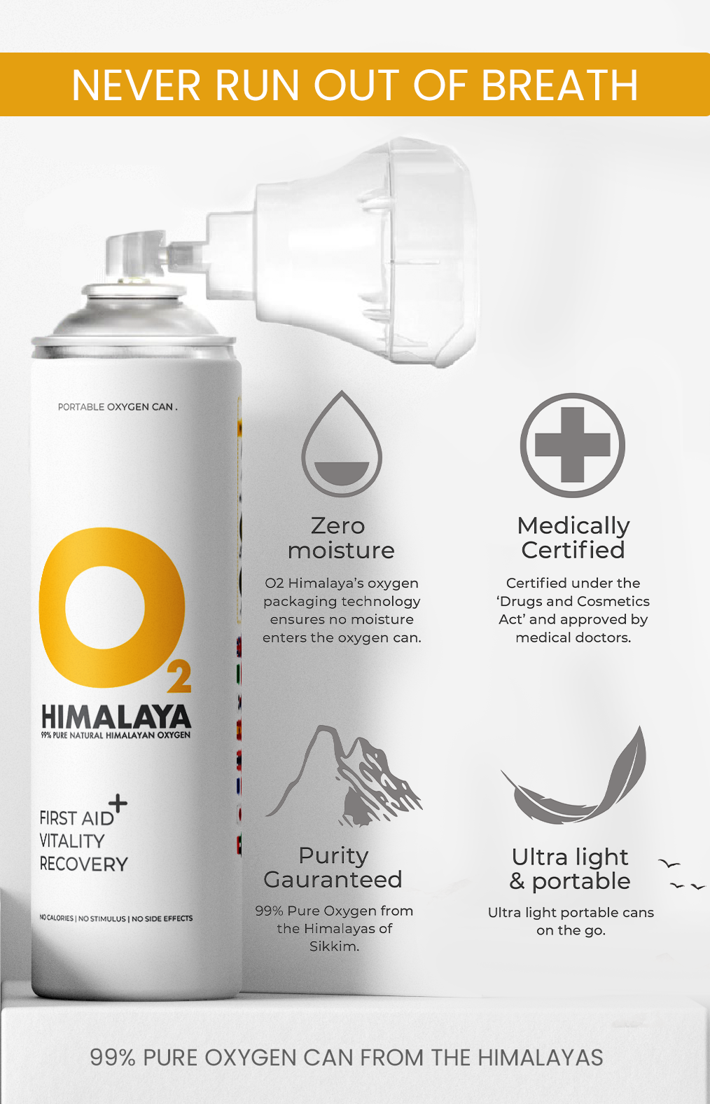 O2 Pepper Spray O2 Himalaya Oxygen Cylinder Portable with Inbuilt mask | Natural Oxyge ...